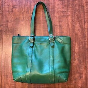 Vintage Coach Hampton Carryall Leather Shoulder Bag - Green